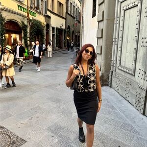 Urban Outfitters Black and White Floral Crochet Top